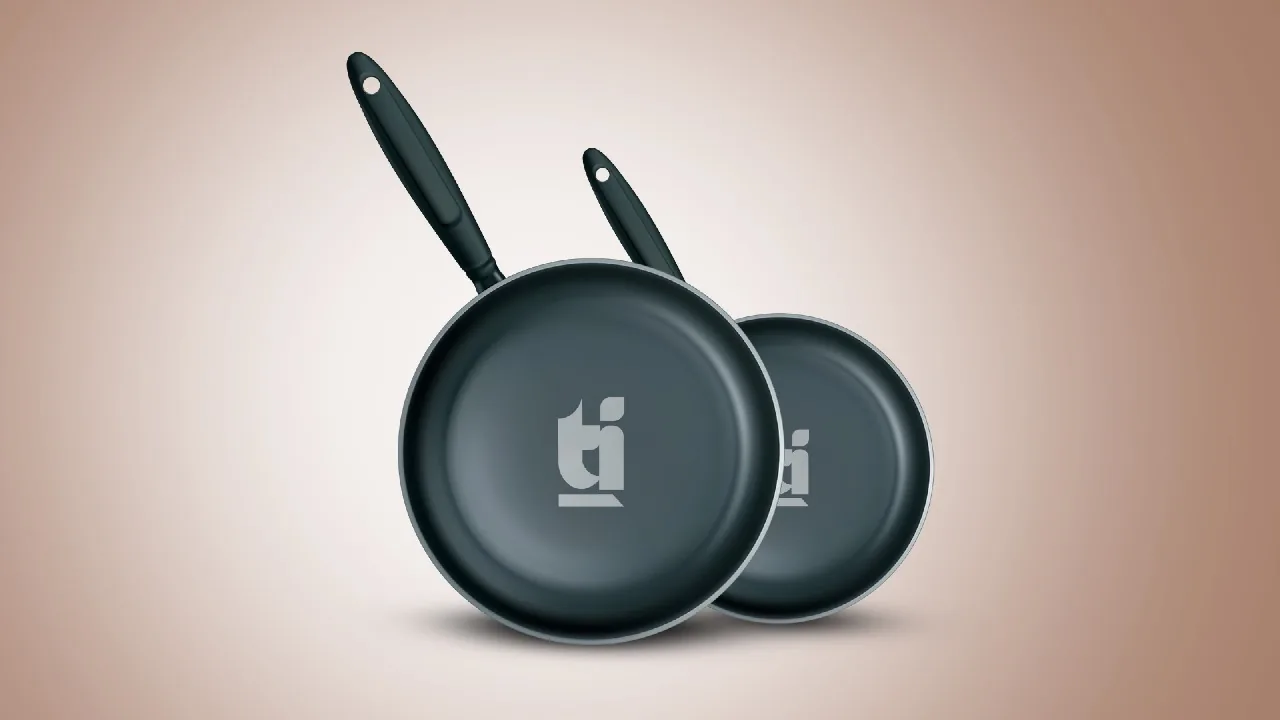 Pair of TIFLI non-stick fry pans with black stay-cool handles