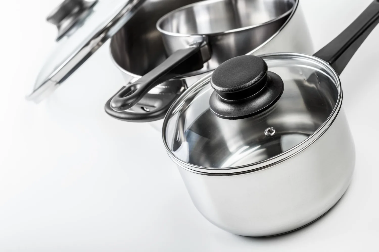 Stainless steel TIFLI sauce pans with tempered glass lids